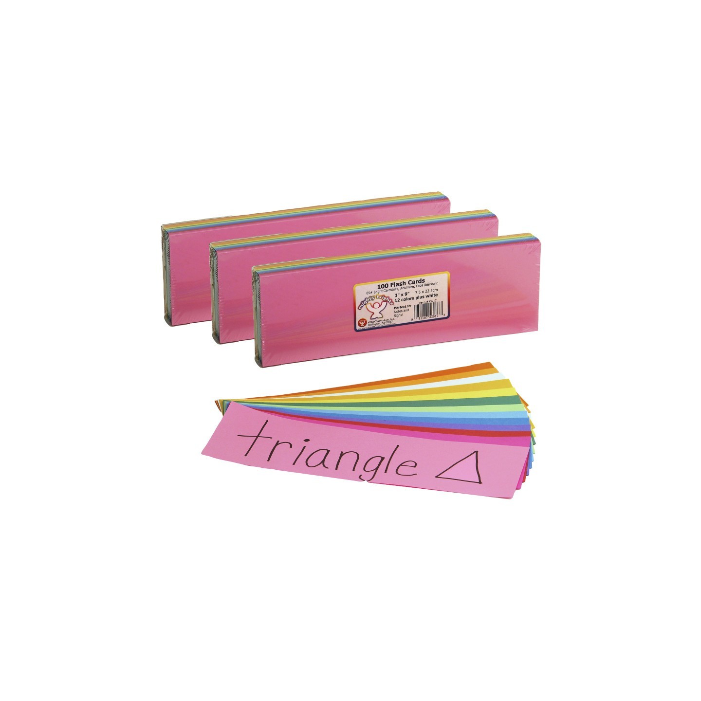 Hygloss® Bright Flash Cards, 3" x 9", 100 Per Pack, 3 Packs
