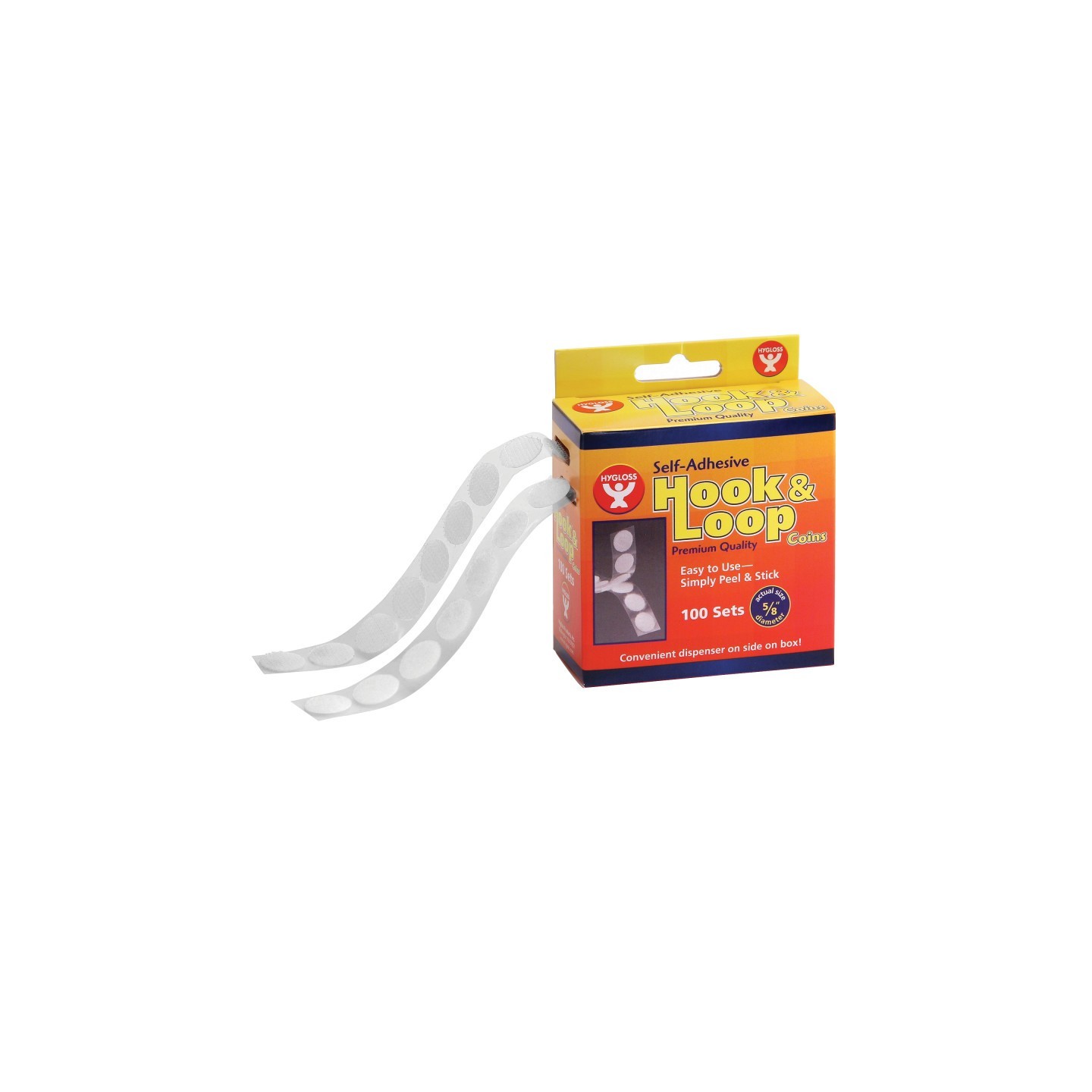 Hygloss® Self-Adhesive Hook & Loop Coins, 5/8", 100 Per Pack