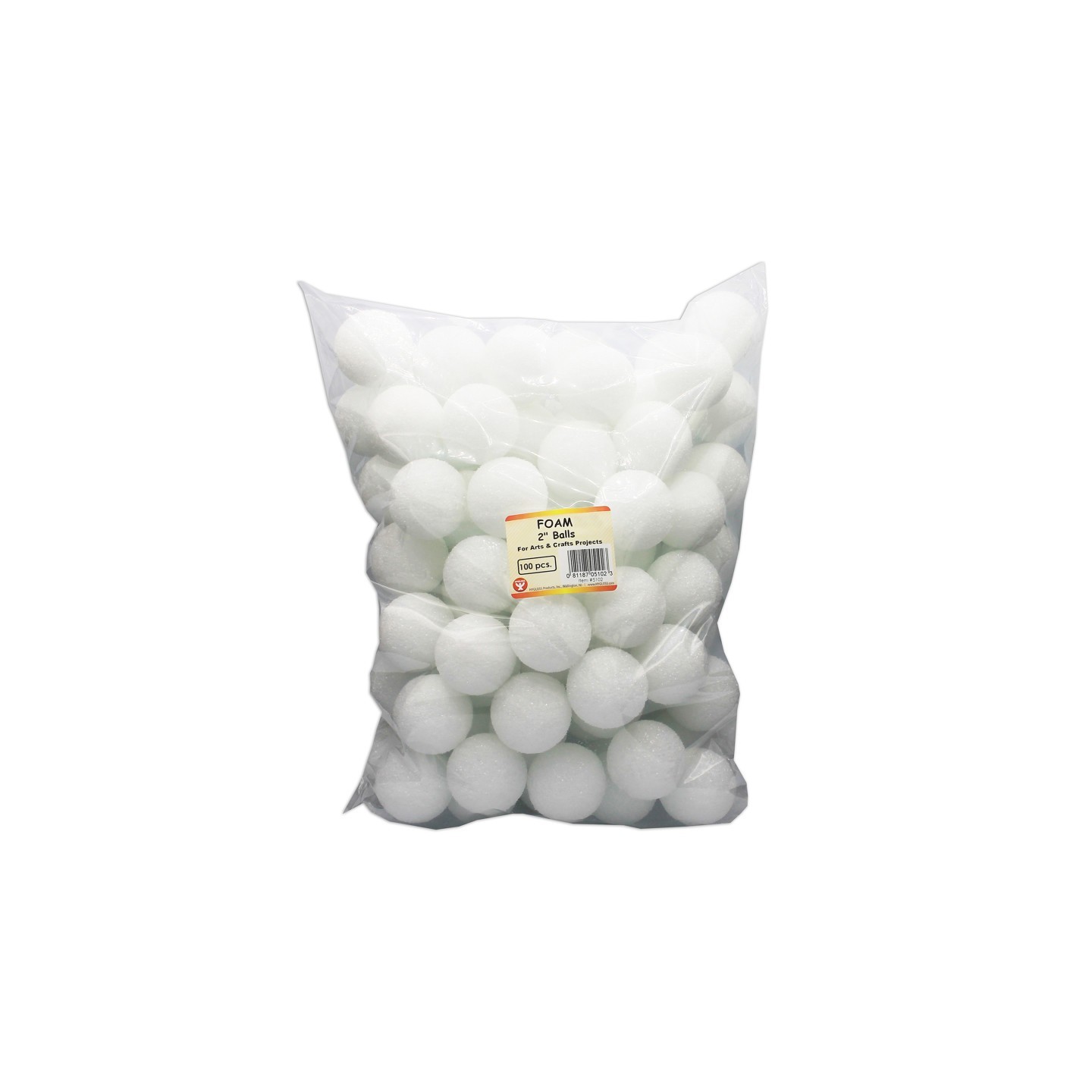 Hygloss® Craft Foam Balls, 2 Inch, White, Pack of 100