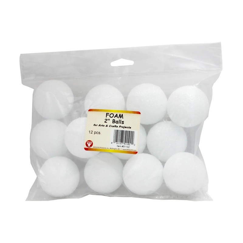 Hygloss® Craft Foam Balls, 2 Inch, White, Pack of 12