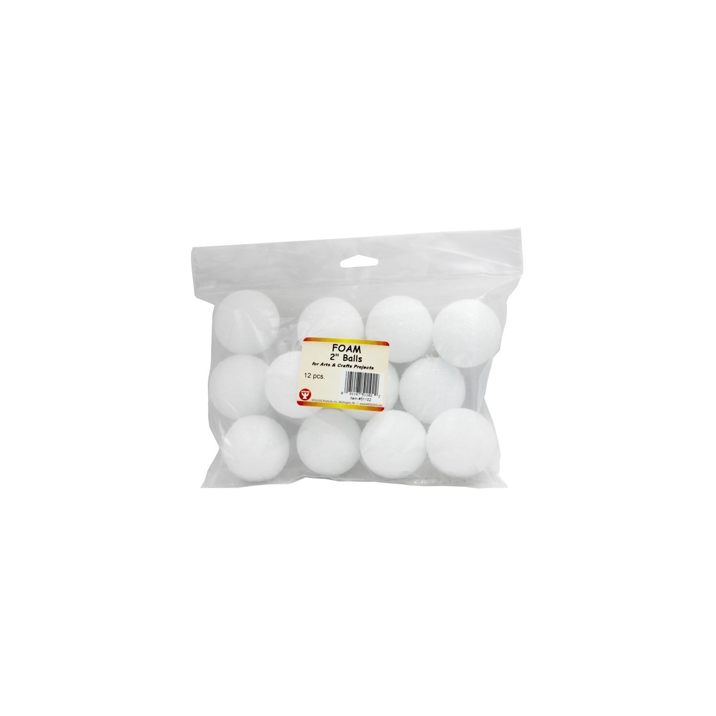 Hygloss® Craft Foam Balls, 2 Inch, White, Pack of 12