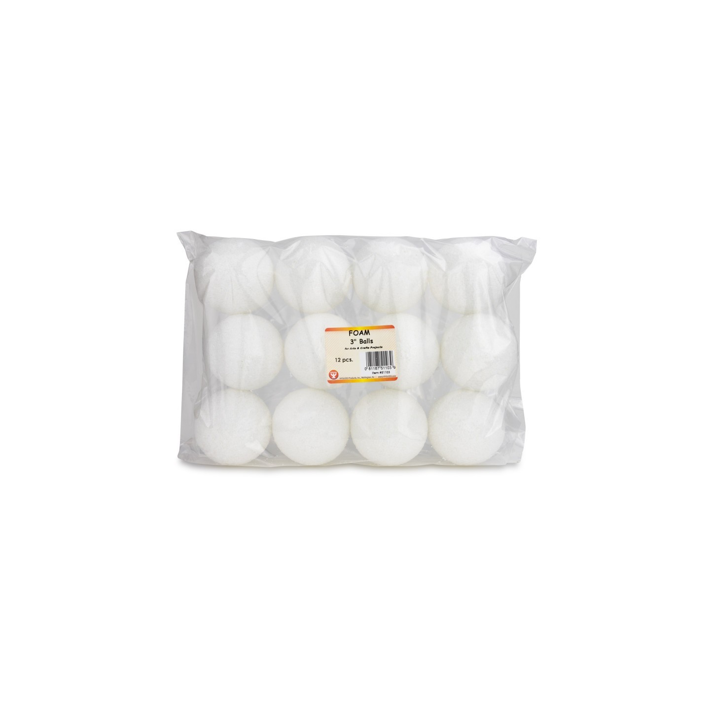 Hygloss® Craft Foam Balls, 3 Inch, White, Pack of 12
