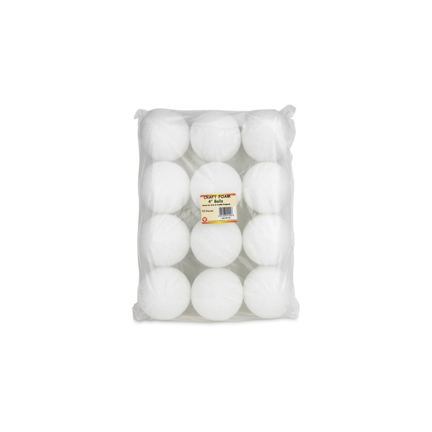 Hygloss® Craft Foam Balls, 4 Inch, White, Pack of 12