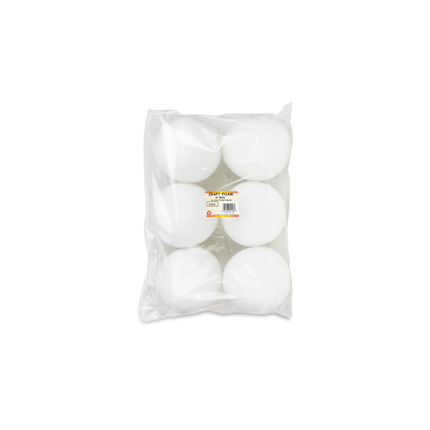 Hygloss® Craft Foam Balls, 6 Inch, White, Pack of 6