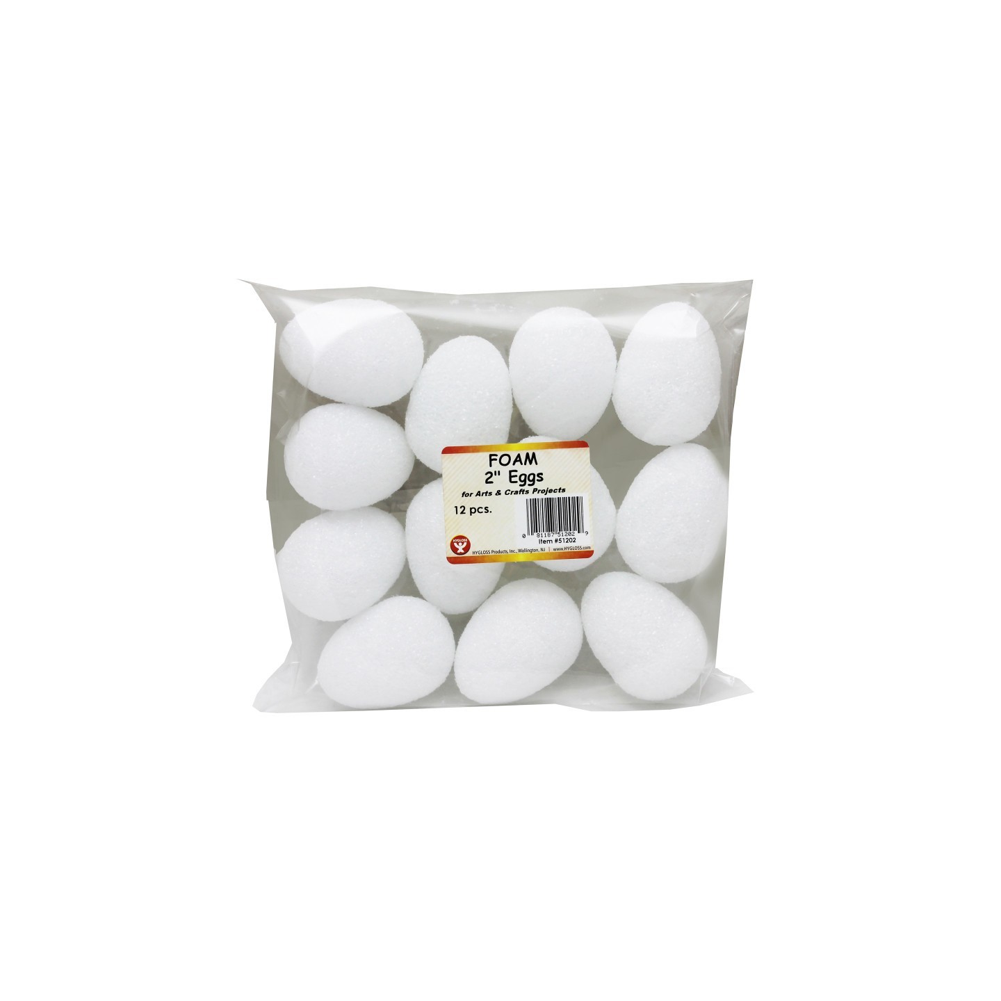 Hygloss® Craft Foam Eggs, 2 Inch, White, Pack of 12