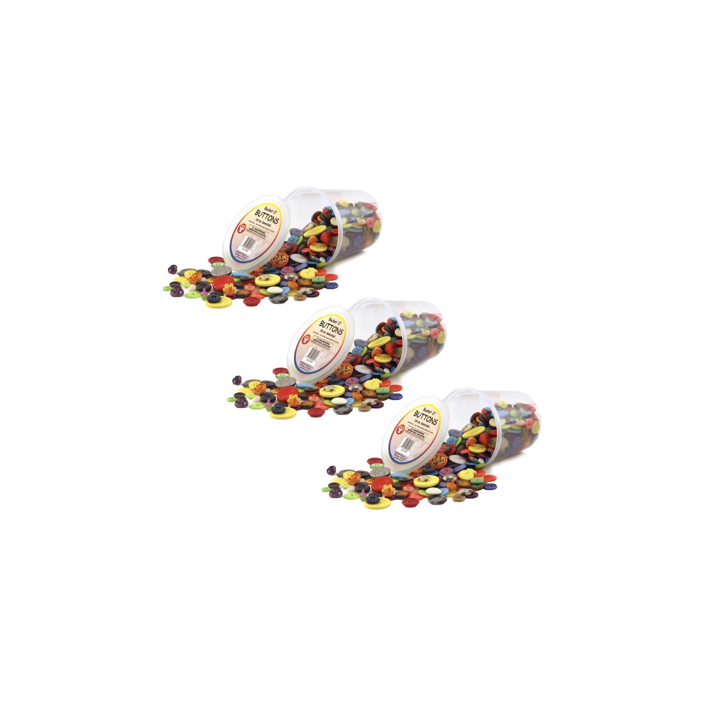 Hygloss® Bucket O'Buttons, Assorted, 16 oz Per Pack, 3 Packs