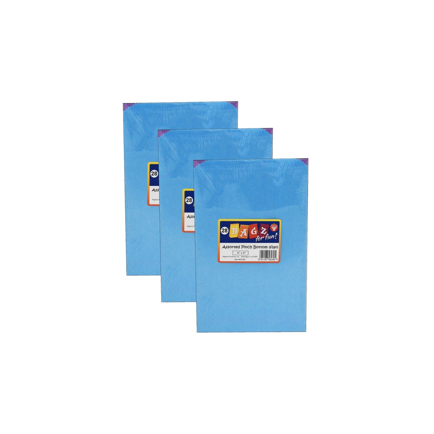 Hygloss® Pinch Bottom Bags, Assorted Colors, 6" x 9", 28 Per Pack, 3 Packs