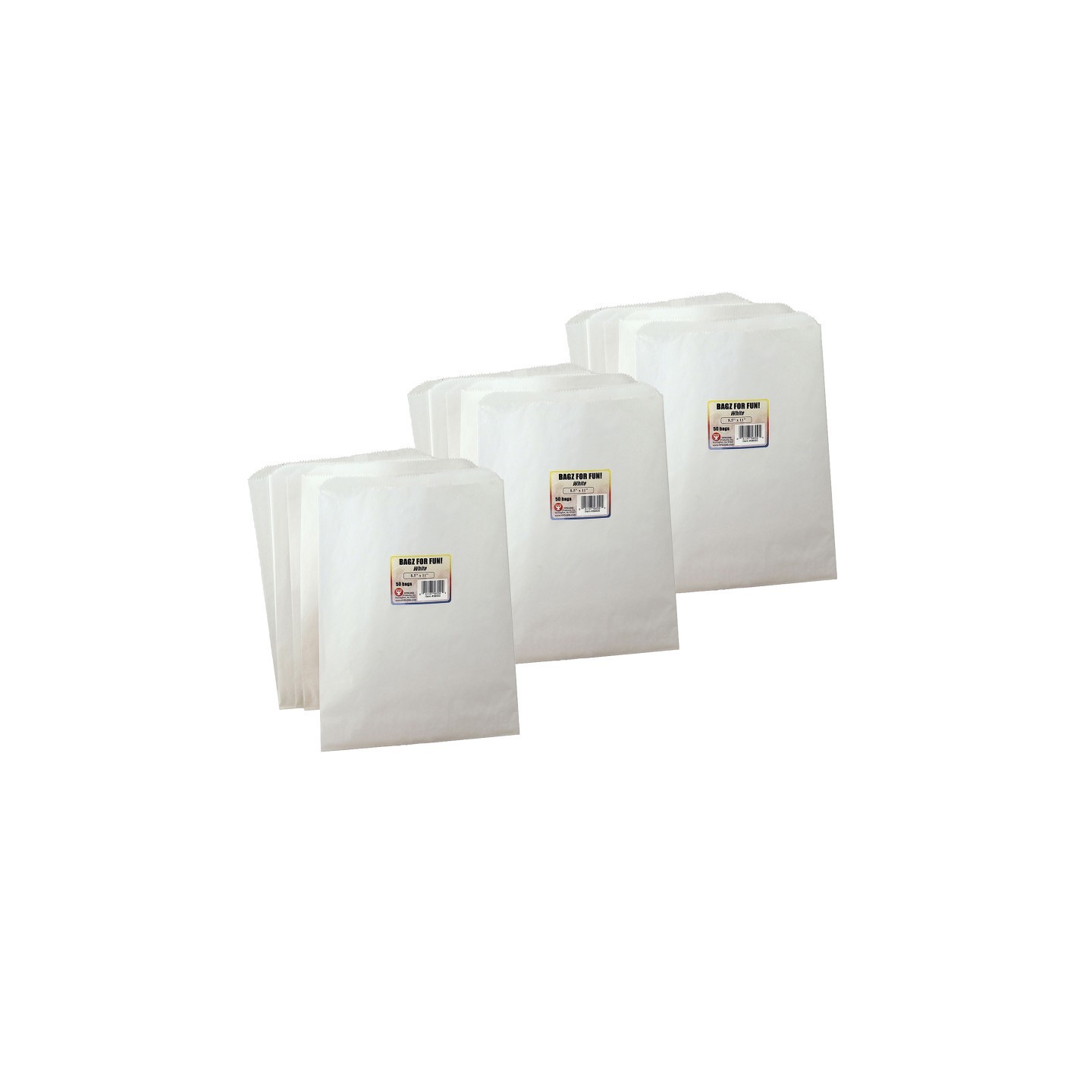 Hygloss® Pinch Bottom Paper Bags, 8.5" x 11", White, 50 Per Pack, 3 Packs