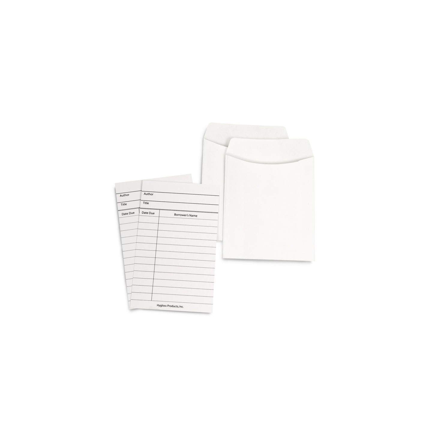 Hygloss® Library Cards & Non-Adhesive Pockets Combo, White, 150 Each/300 Pieces