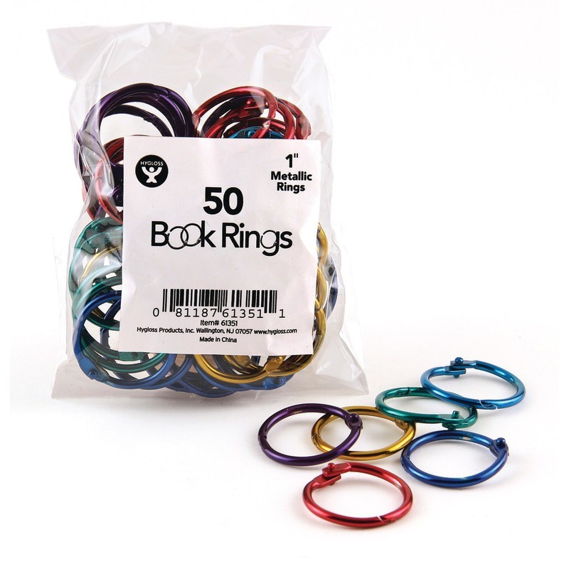 Hygloss® Metallic Book Rings, 1", Pack of 50