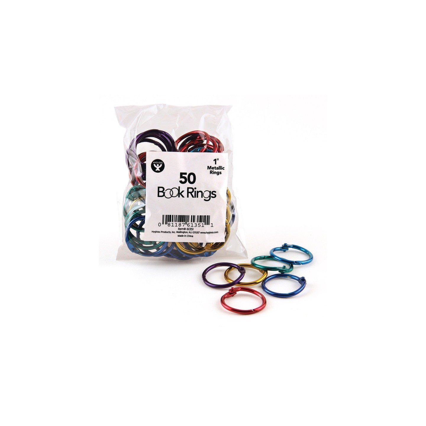 Hygloss® Metallic Book Rings, 1", Pack of 50