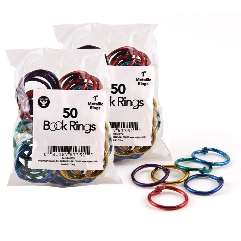Hygloss® Metallic Book Rings, 1", 50 Per Pack, 2 Packs