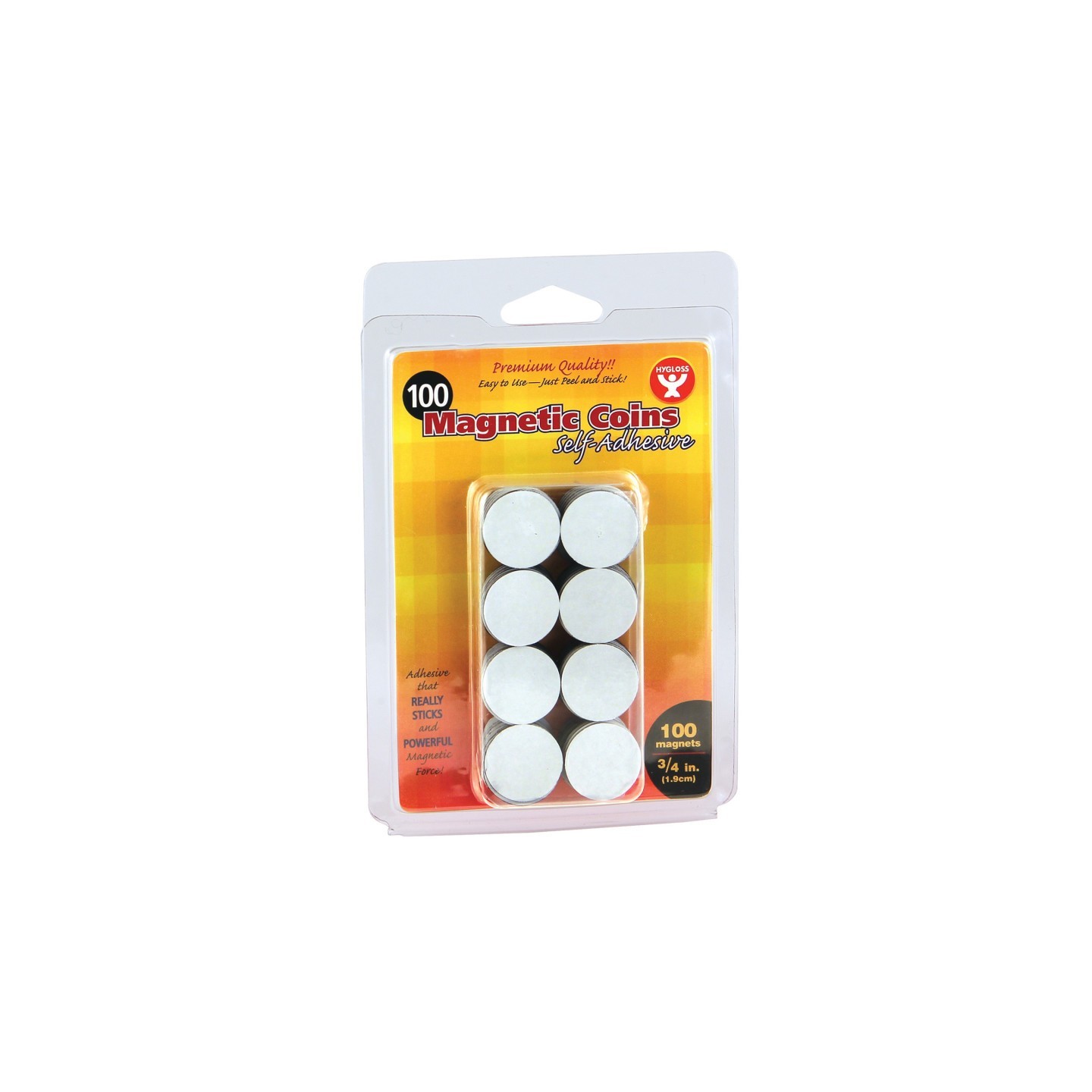 Hygloss® Self-Adhesive Magnetic Coins- 100, 3/4" coins