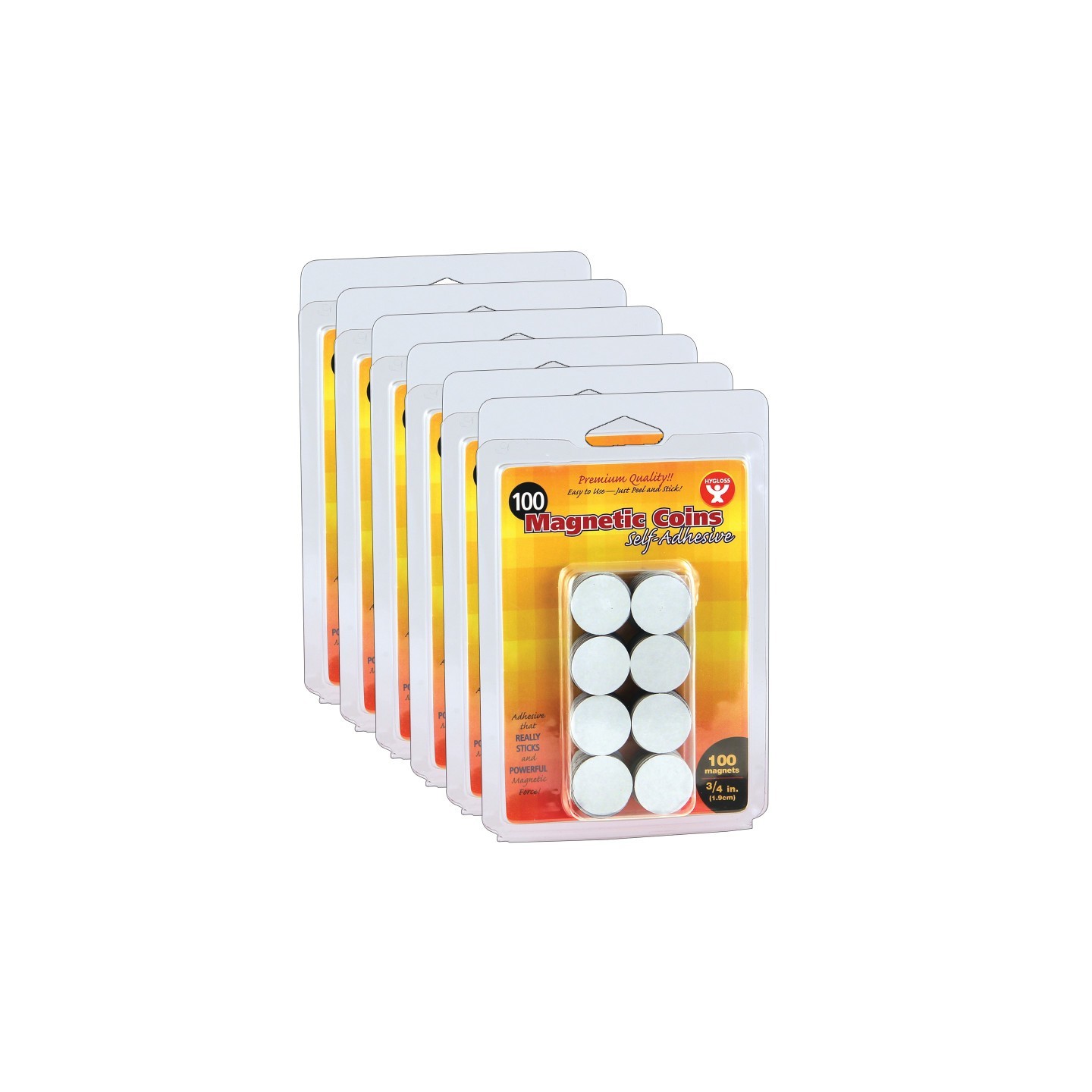 Hygloss® Self-Adhesive Magnetic Coins, 3/4-Inch, 100 Per Pack, 6 Packs