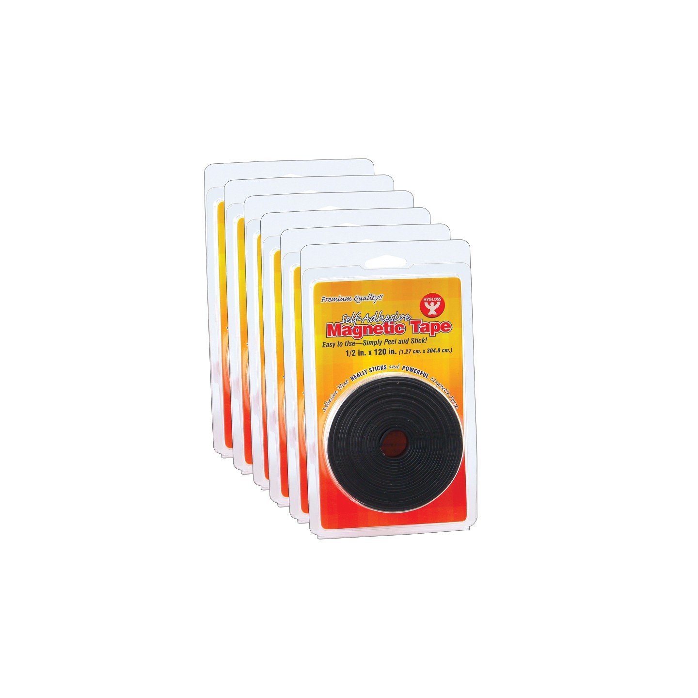 Hygloss® Self-Adhesive Magnetic Tape Roll, 1/2" x 120", Pack of 6