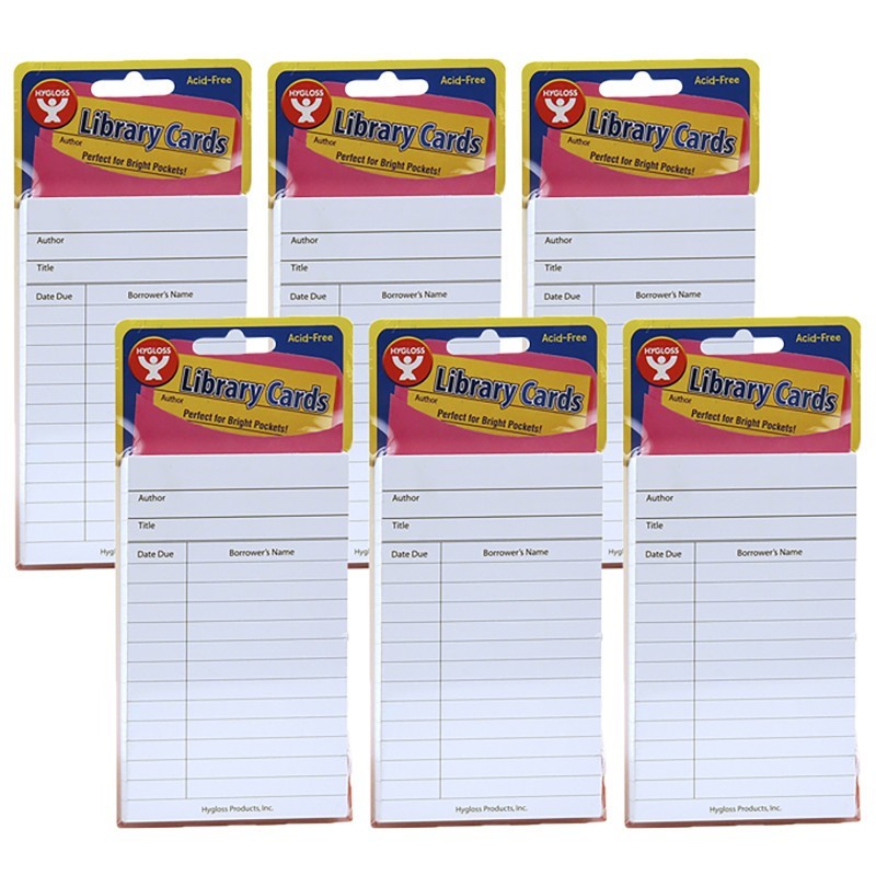 Hygloss® Bright Library Cards, White, 50 Per Pack, 6 Packs