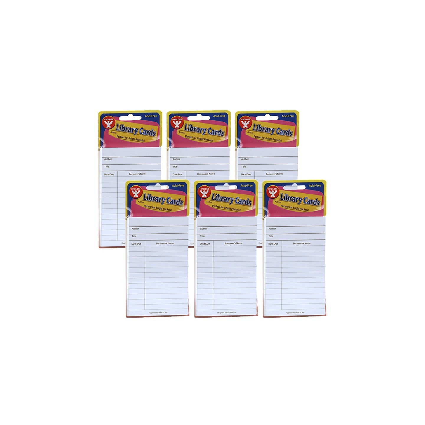 Hygloss® Bright Library Cards, White, 50 Per Pack, 6 Packs