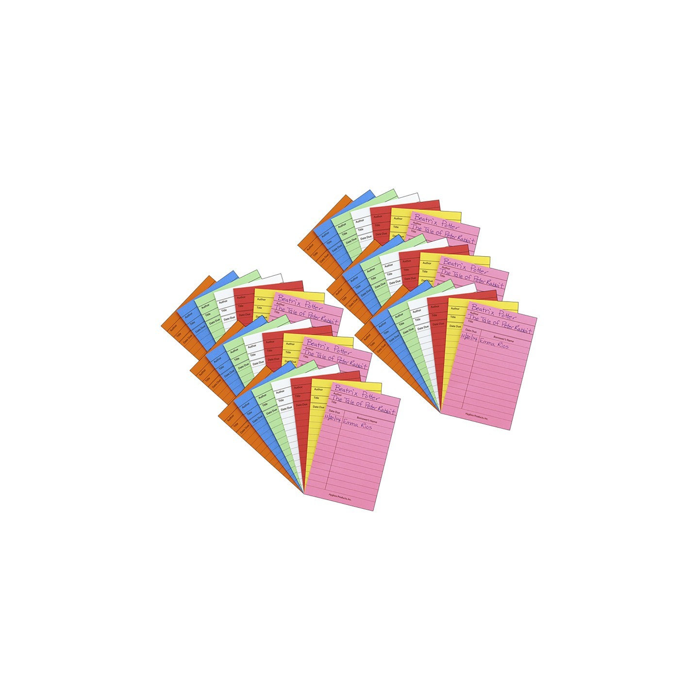 Hygloss® Bright Library Cards, Assorted Colors, 50 Per Pack, 6 Packs