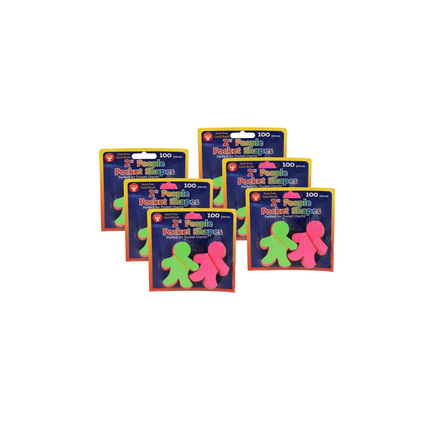 Hygloss® Pocket Shapes, 2" People, 100 Per Pack, 6 Packs