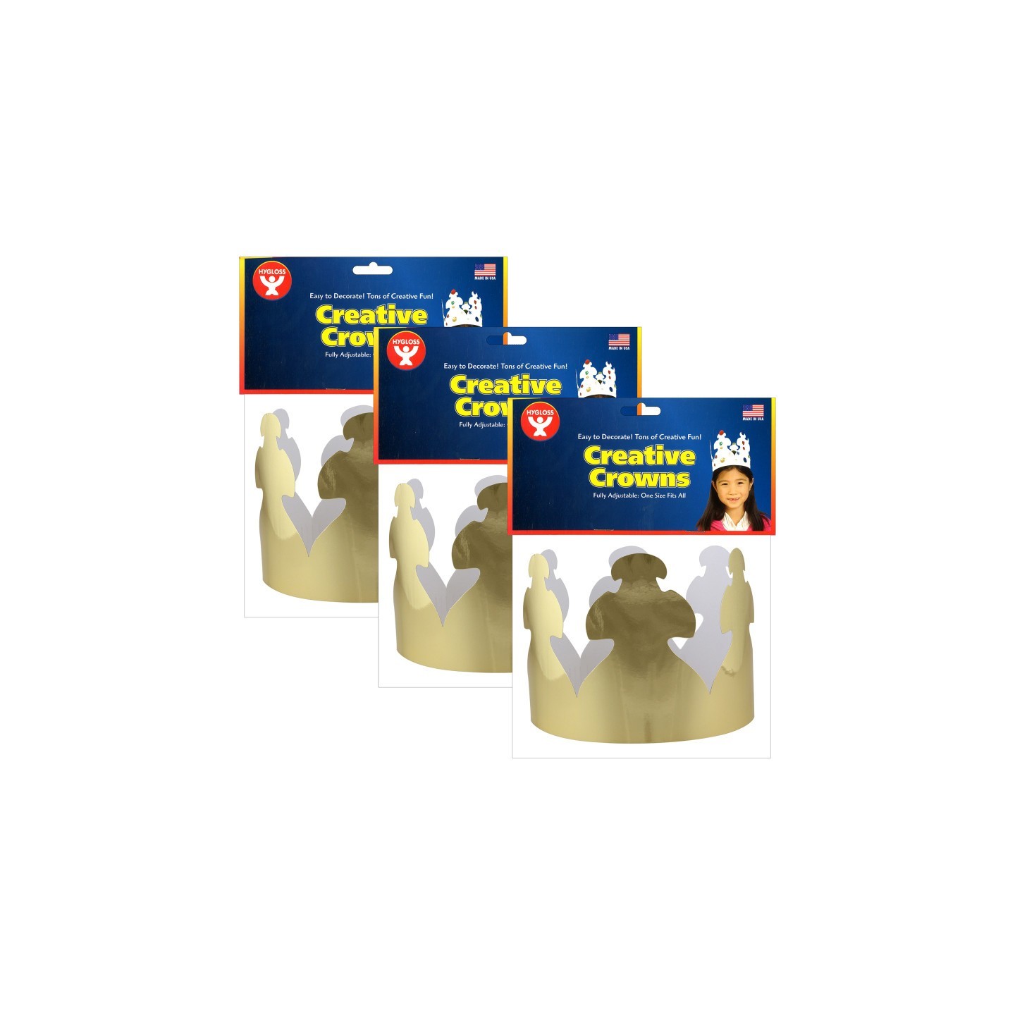 Hygloss® Bright Gold Crowns, 24 Per Pack, 3 Packs
