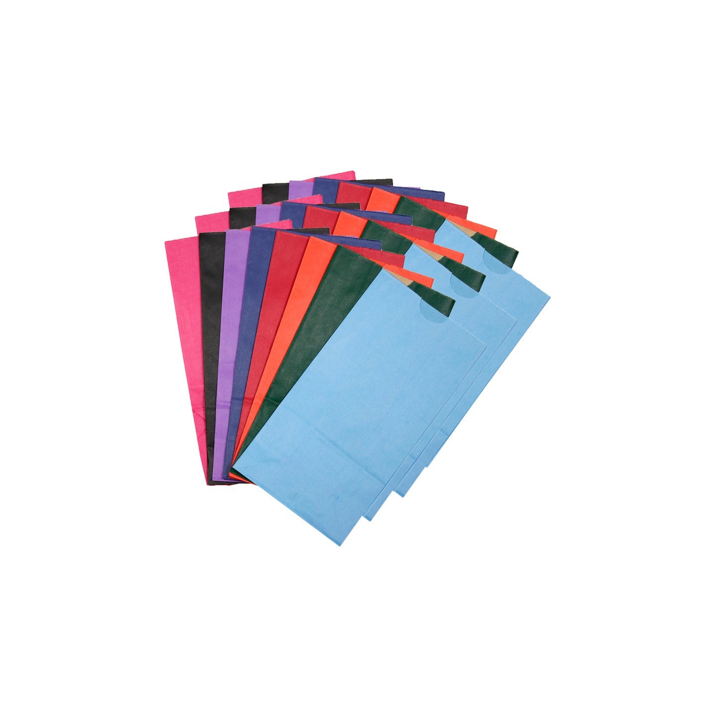 Hygloss® Gusseted Flat Bottom Paper Bags, Size #6, Bright Assorted Colors, 28 Per Pack, 3 Packs