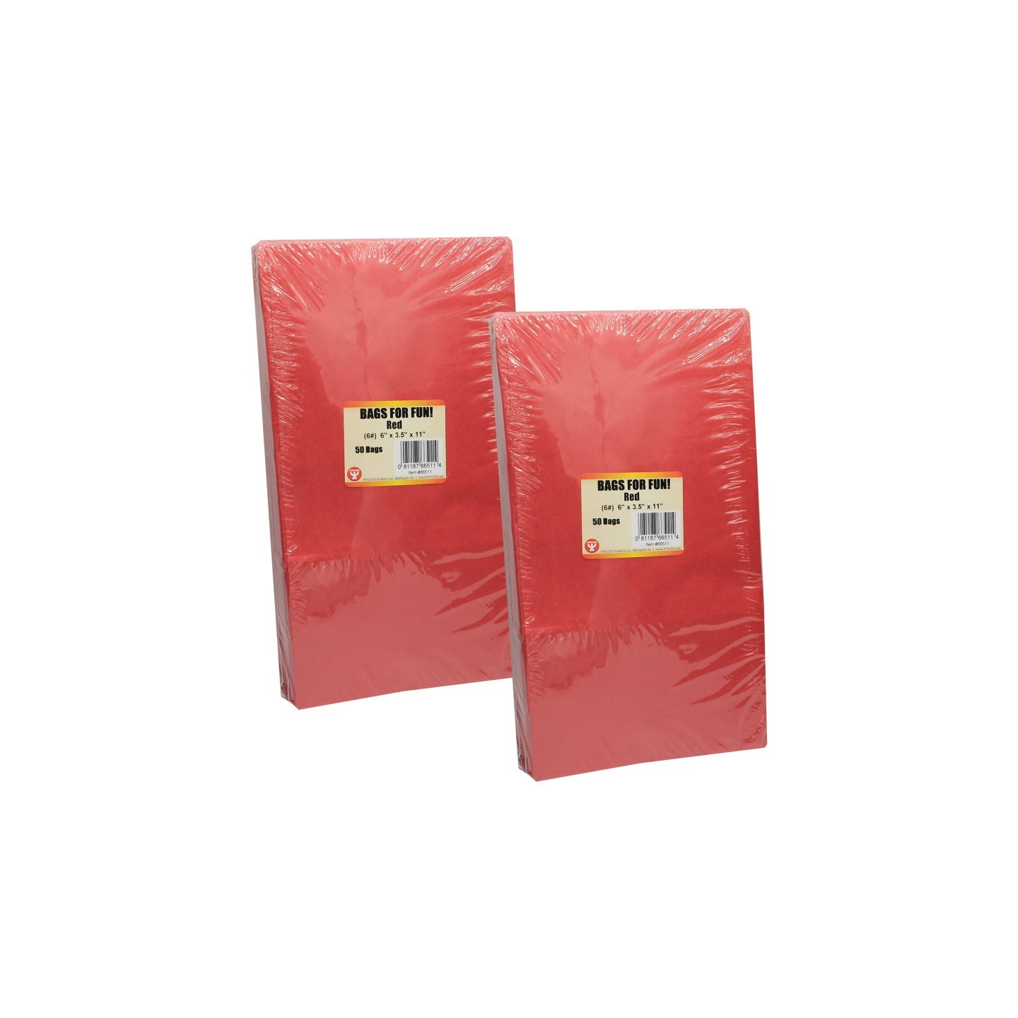 Hygloss® Gusseted Paper Bags, Size #6, Red, 50 Per Pack, 2 Packs