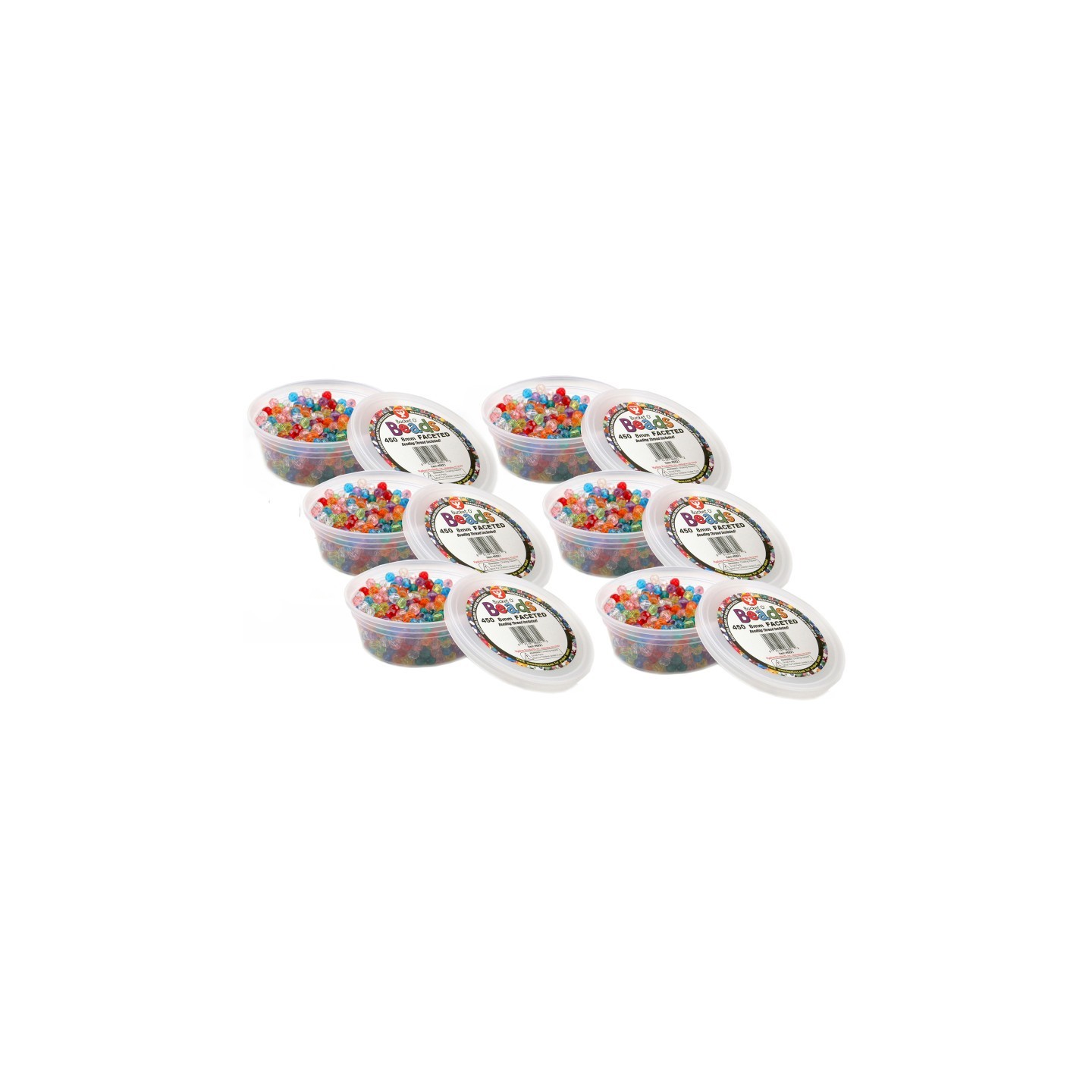 Hygloss® Bucket O’ Beads, Faceted, 8 mm, 450 Per Pack, 6 Packs