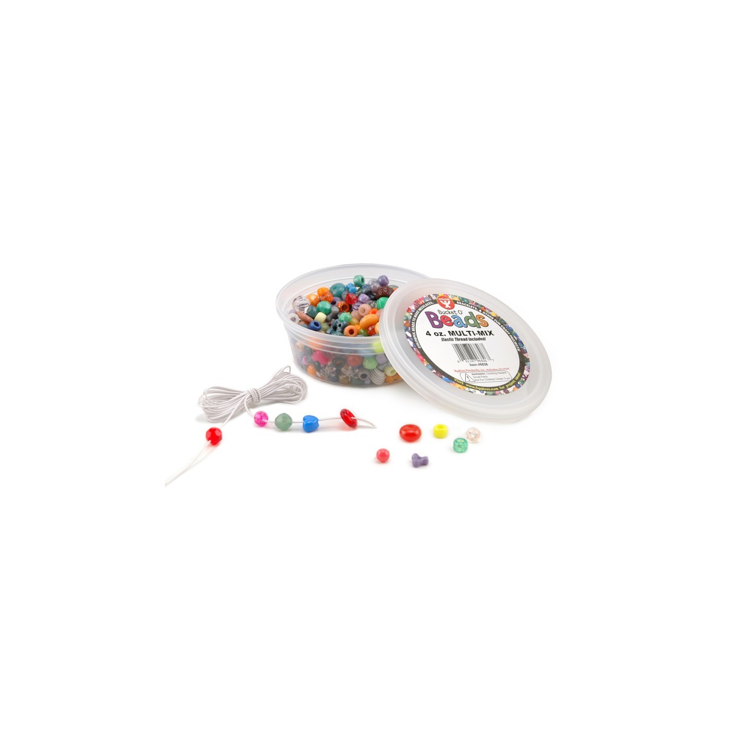 Hygloss® Bucket O’ Beads, Multi-Mix, Assorted Sizes, 4 oz