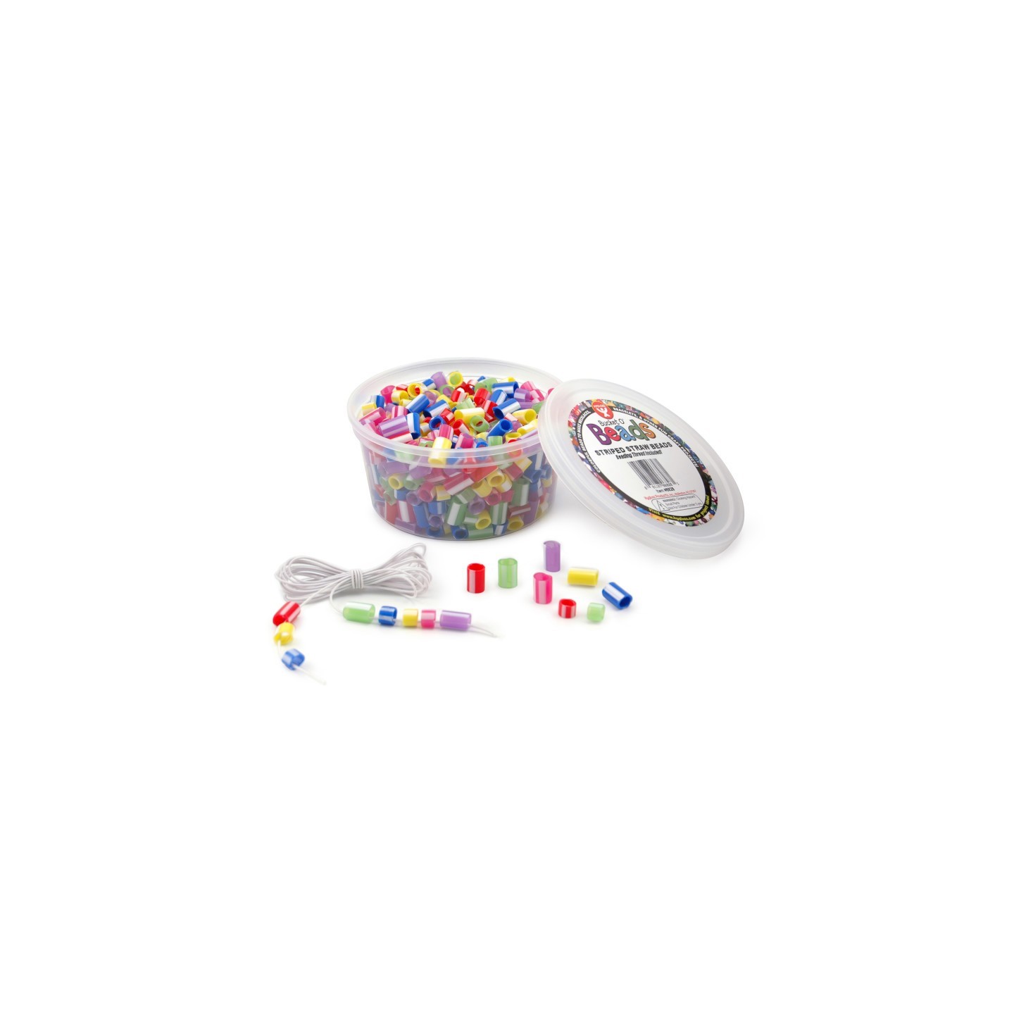 Hygloss® Bucket O’ Beads, Striped Straw, Assorted Sizes, Pack of 300
