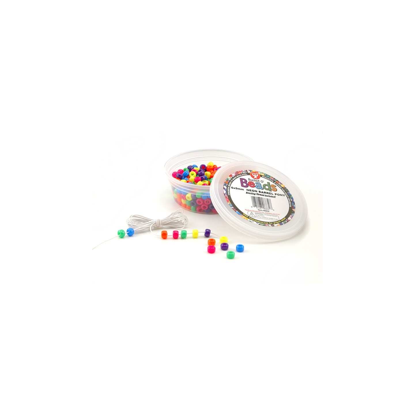Hygloss® Bucket O’ Beads, Neon Barrel, 6 x 9 mm, Pack of 375