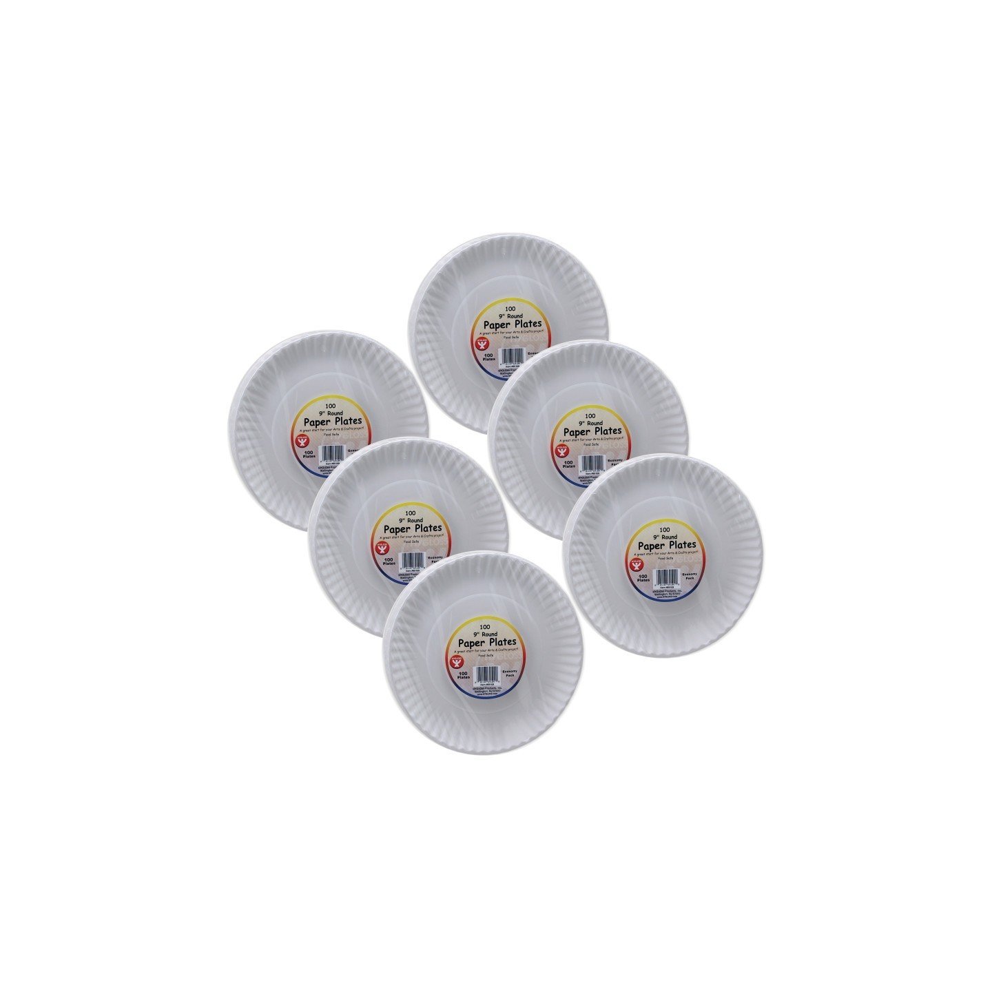 Hygloss® White Paper Plates, 9-Inch, 100 Per Pack, 6 Packs