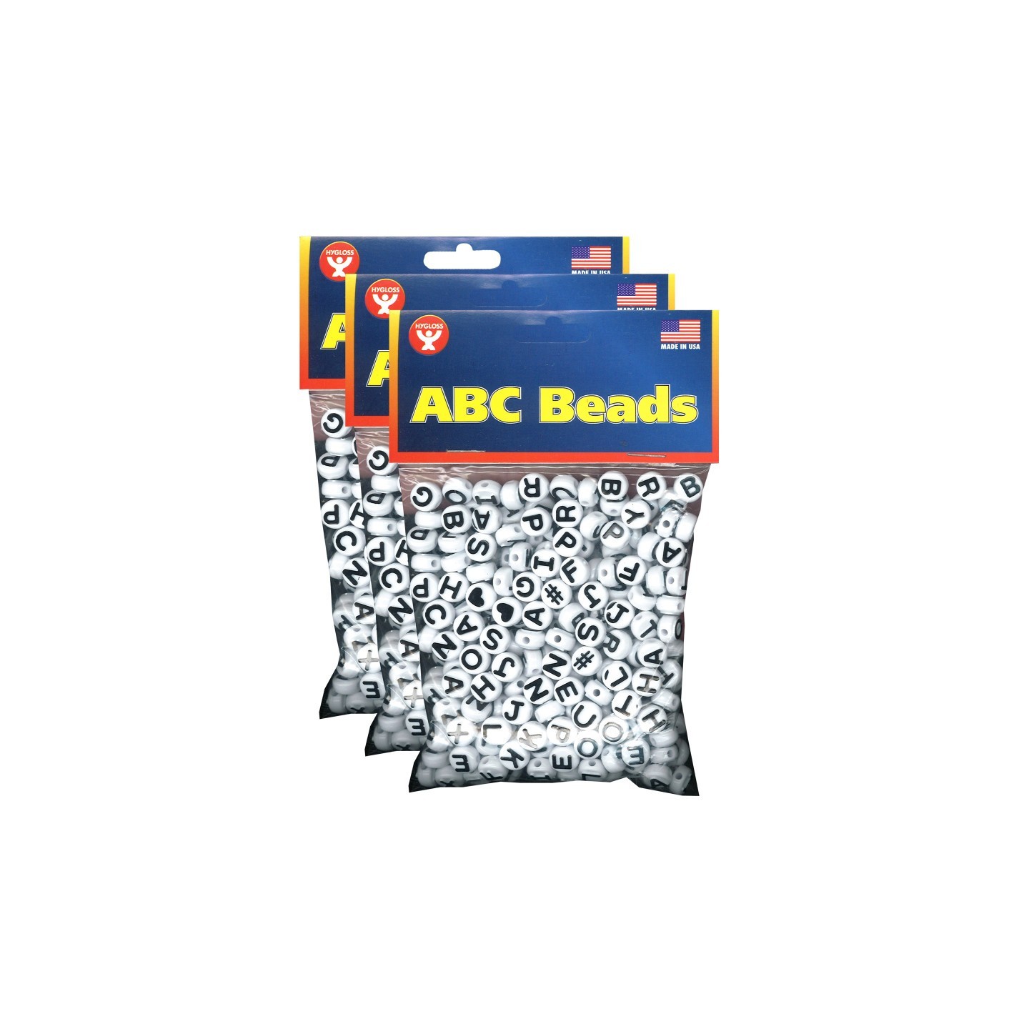 Hygloss® ABC Beads, Black and White, 300 Per Pack, 3 Packs