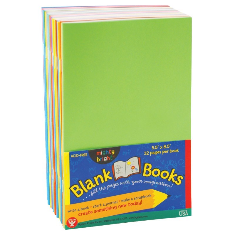 Hygloss® Blank Paperback Books, 5.5" x 8.5", Assorted Colors, Pack of 10
