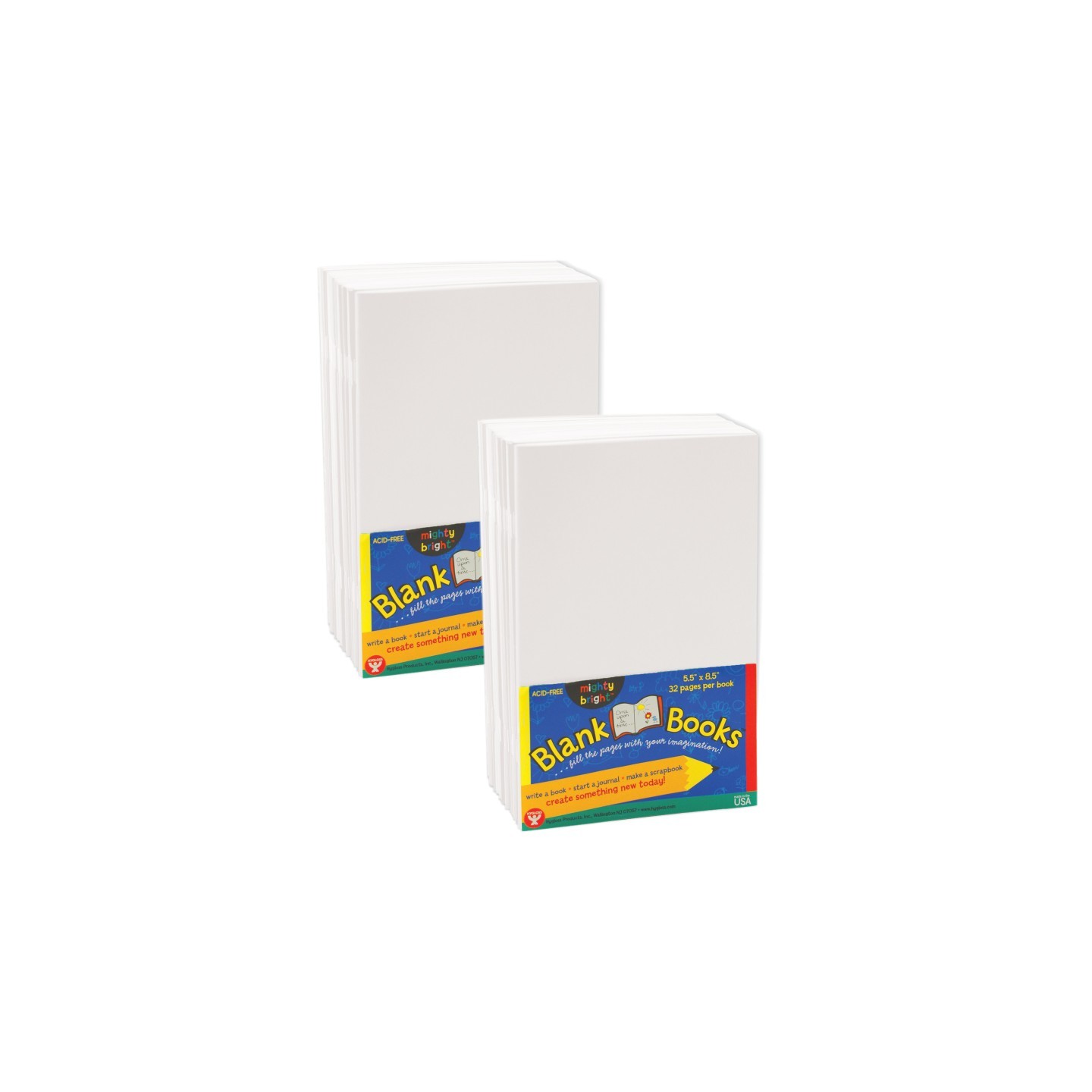 Hygloss® Blank Paperback Books, 5.5" x 8.5", White, 10 Per Pack, 2 Packs