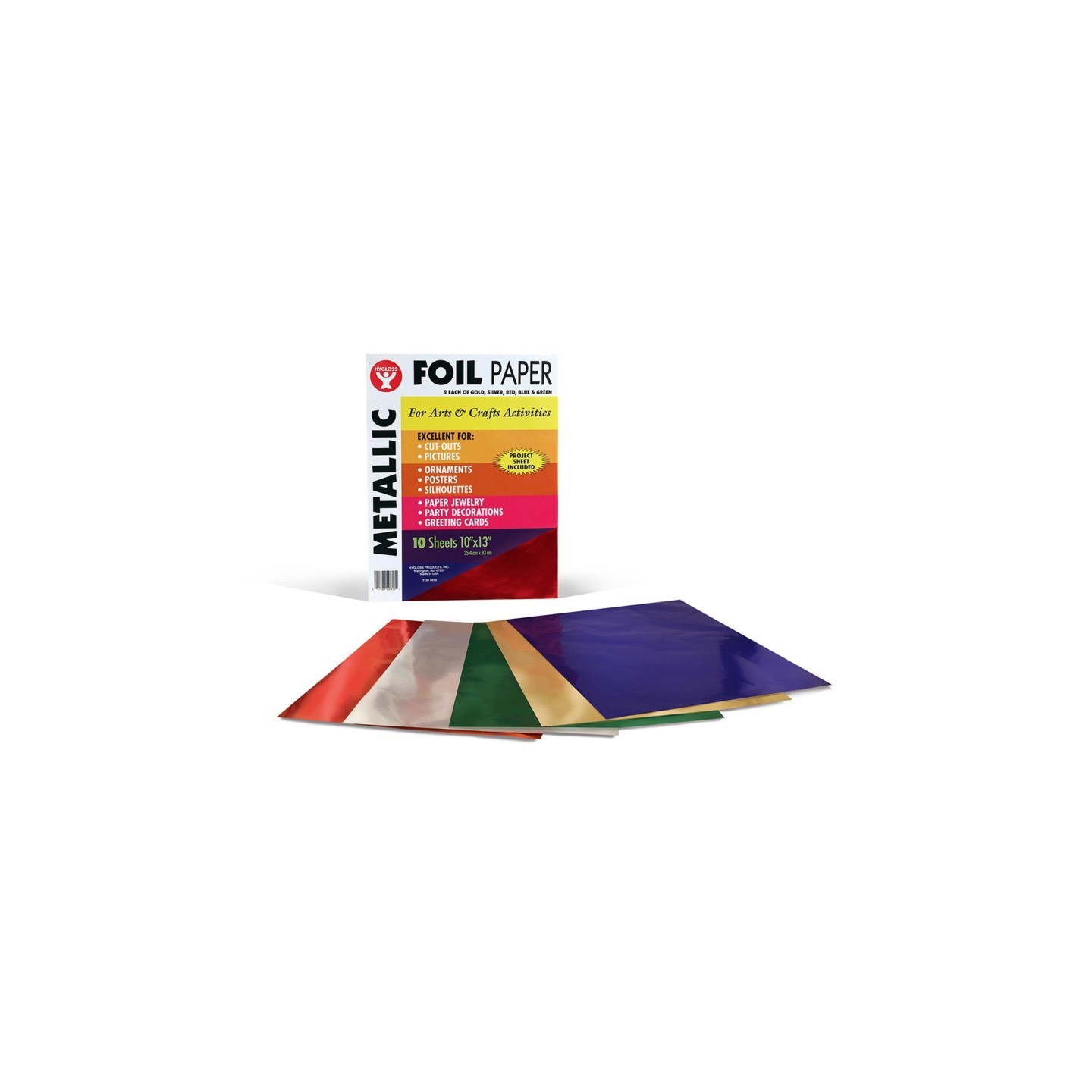 Hygloss® Metallic Foil Paper Assortment, 10 Sheets Per Pack, 6 Packs