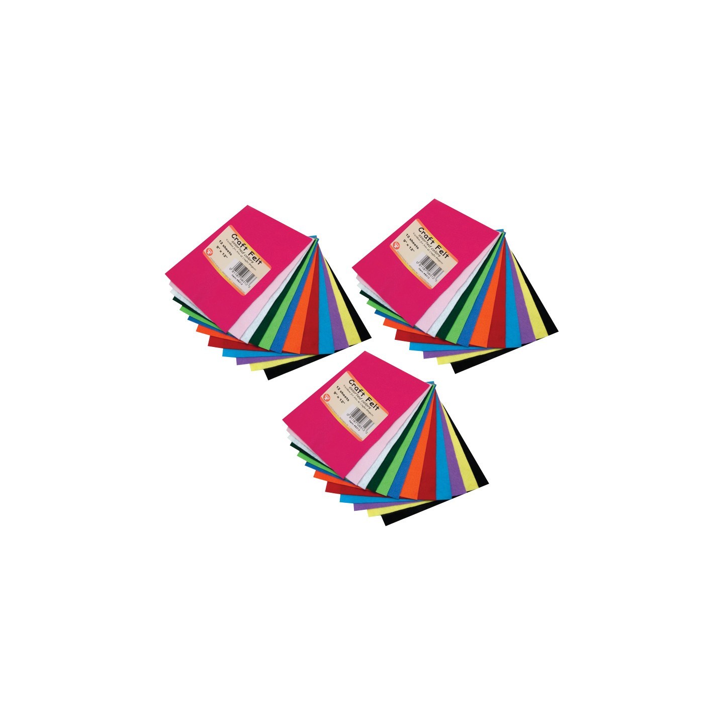 Hygloss® Craft Felt, 9" x 12", 12 Sheets Per Pack, 3 Packs
