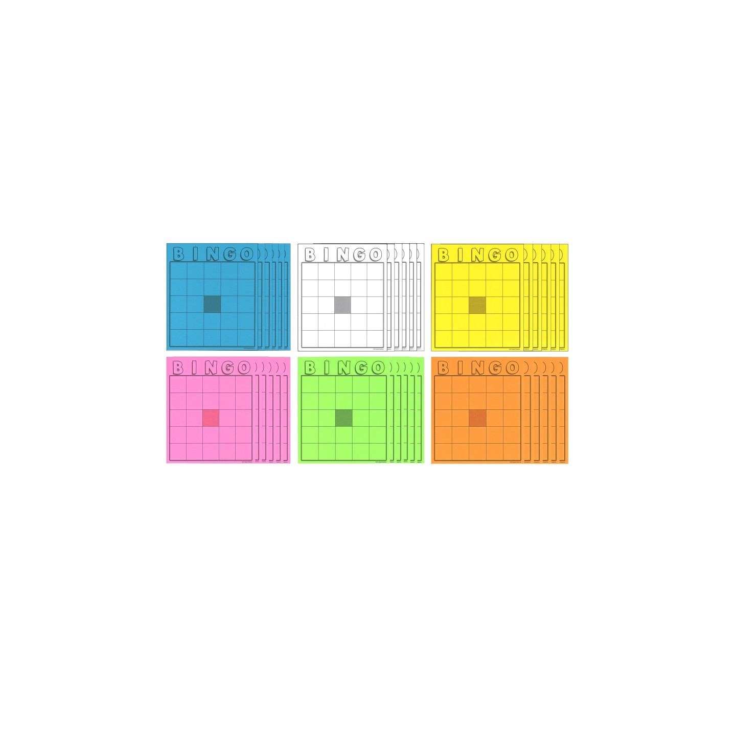 Hygloss® Blank Bingo Cards, Assorted Colors, 7-1/2" x 8-3/4", Pack of 36