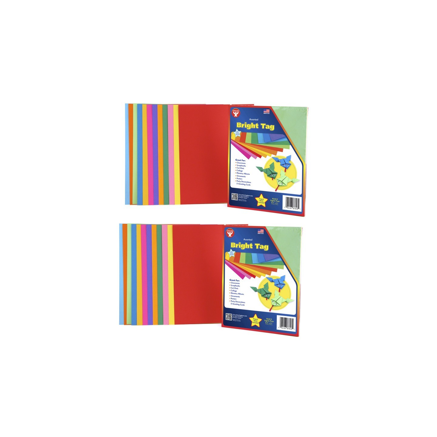 Hygloss® Bright Tag, 8.5" x 11", 48 Sheets Per Pack, 2 Packs