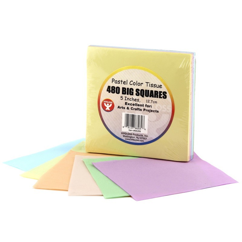 Hygloss® Tissue Squares, 5", Pastel Colors, Pack of 480