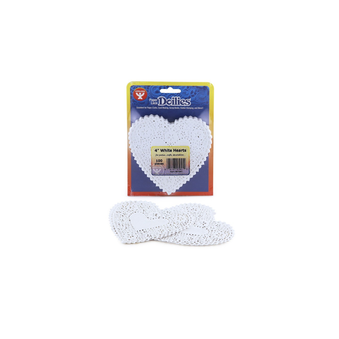 Hygloss® Heart Doilies, White, 4", Pack of 100