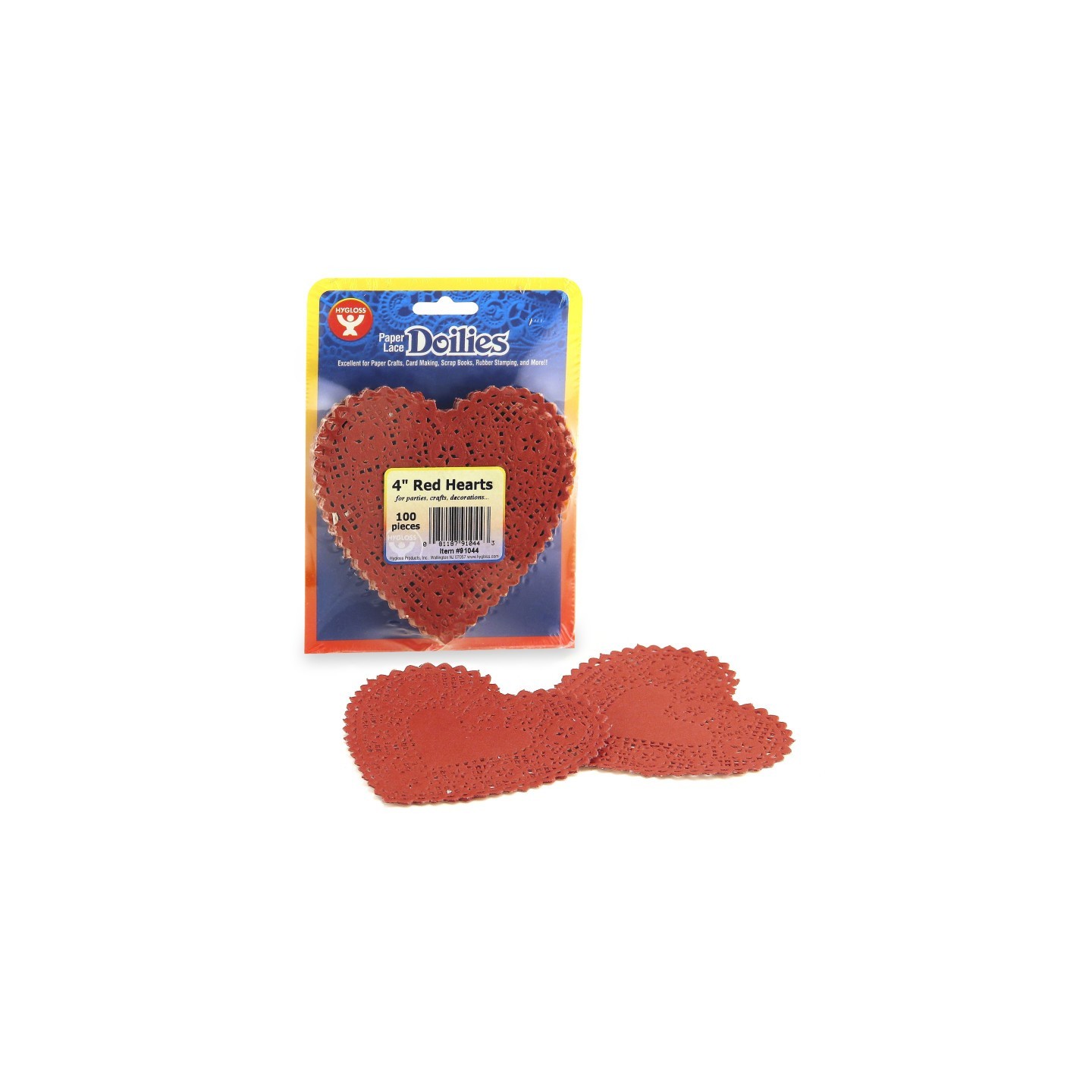 Hygloss® Heart Doilies, Red, 4", Pack of 100