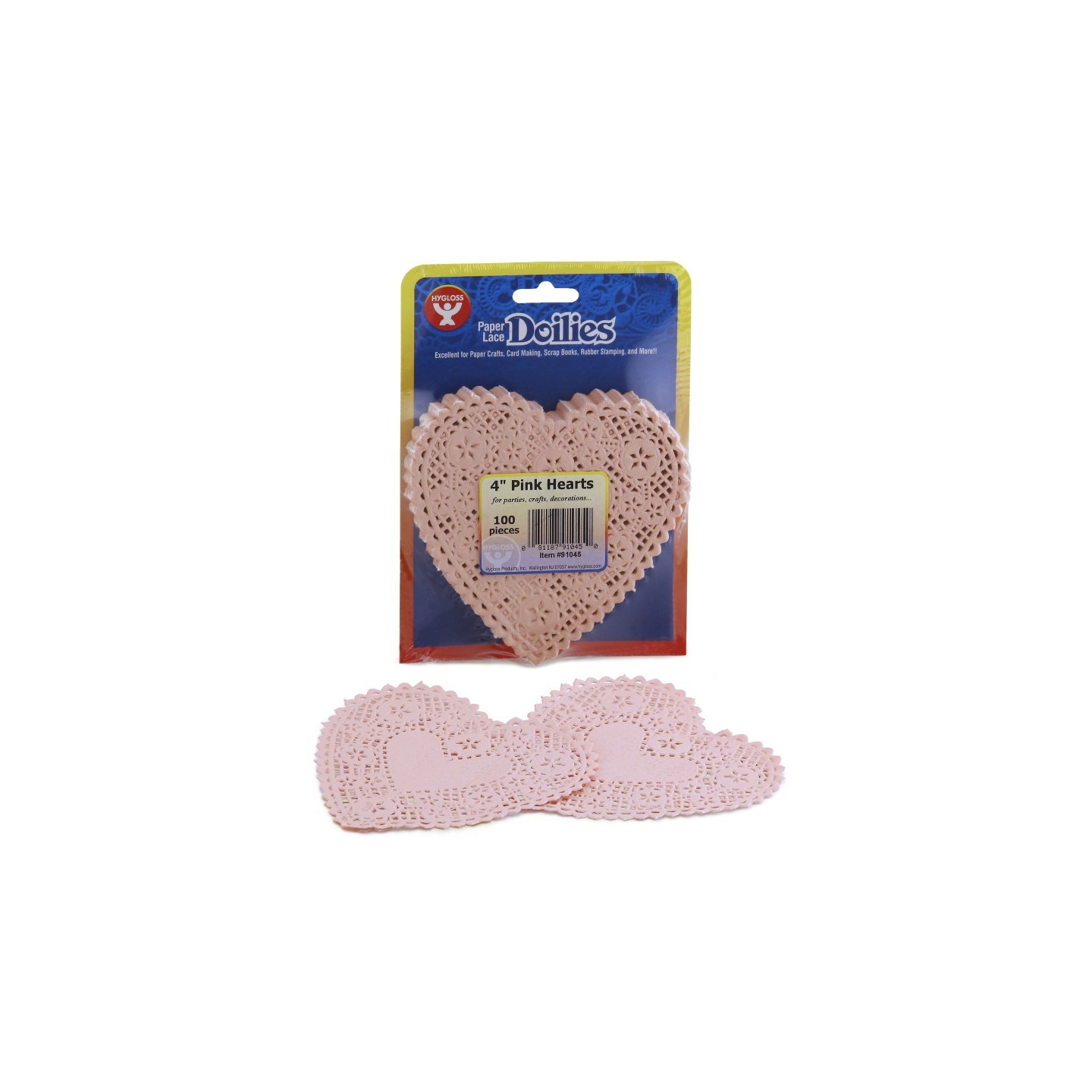 Hygloss® Heart Doilies, Pink, 4", Pack of 100