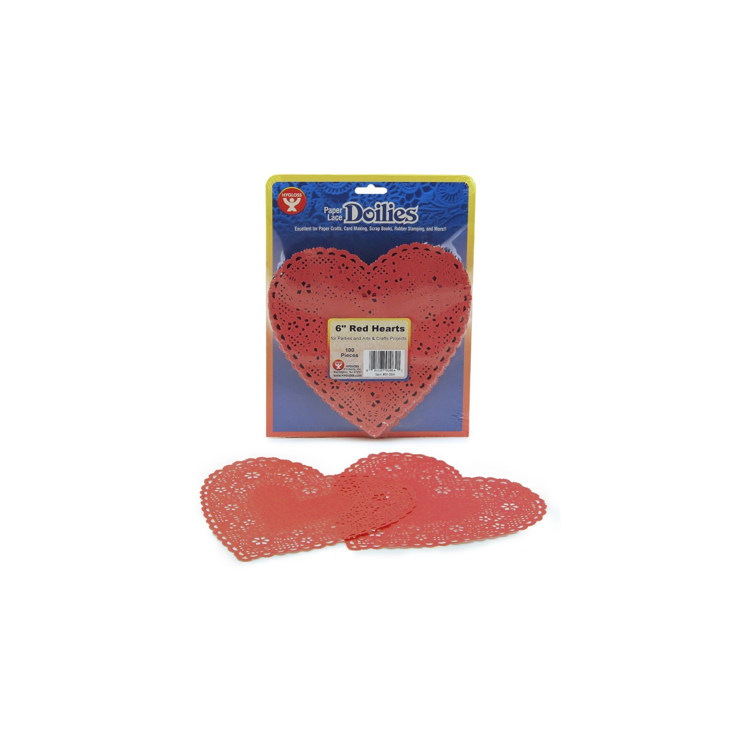 Hygloss® Heart Doilies, Red, 6", Pack of 100