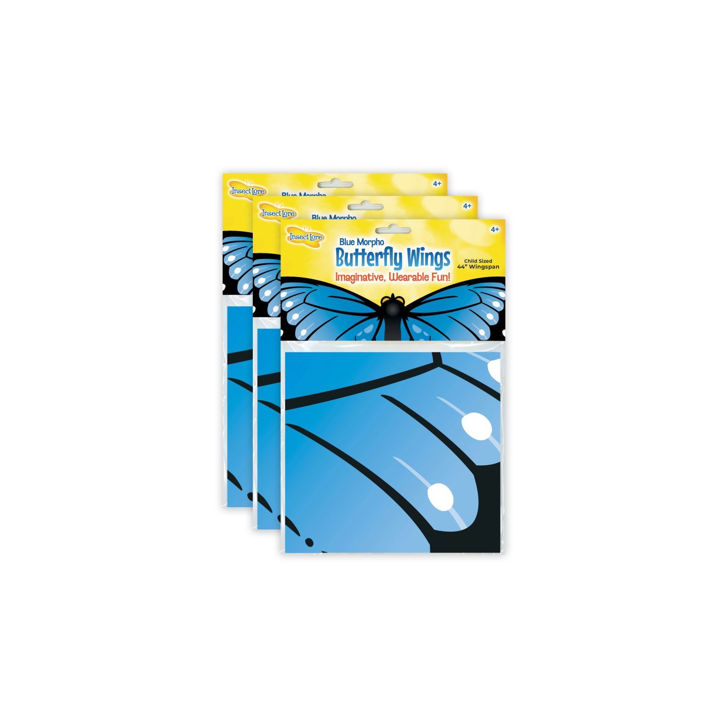 Insect Lore Dress-Up Morpho Butterfly Wings, Blue, Pack of 3