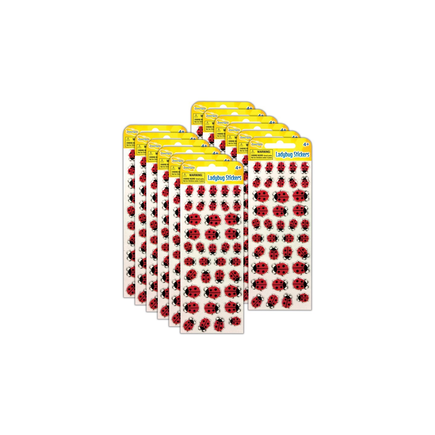 Insect Lore Ladybug Stickers, 39 Per Pack, 12 Packs