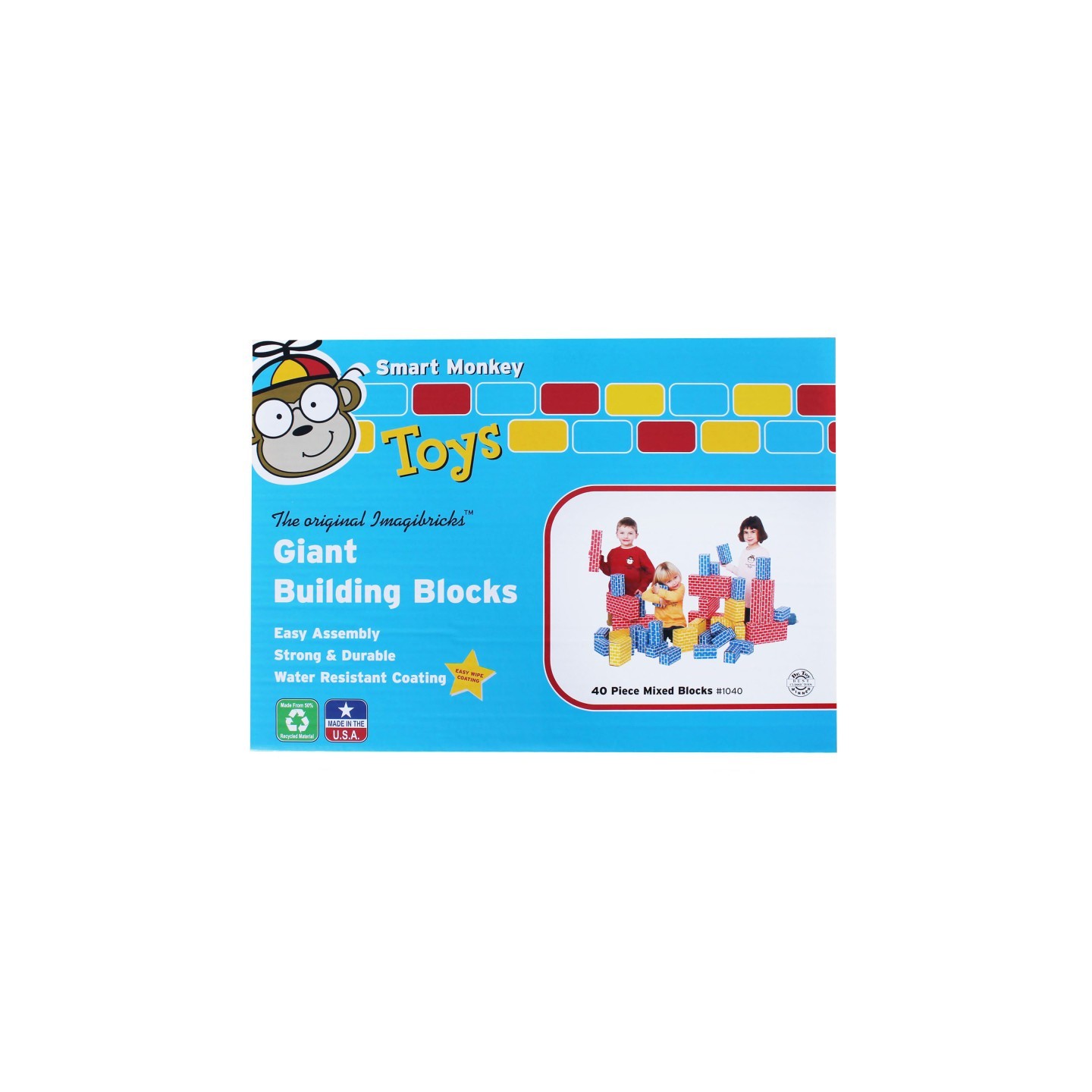 Smart Monkey Toys ImagiBRICKS™ Giant Building Block Set, 40 Pieces