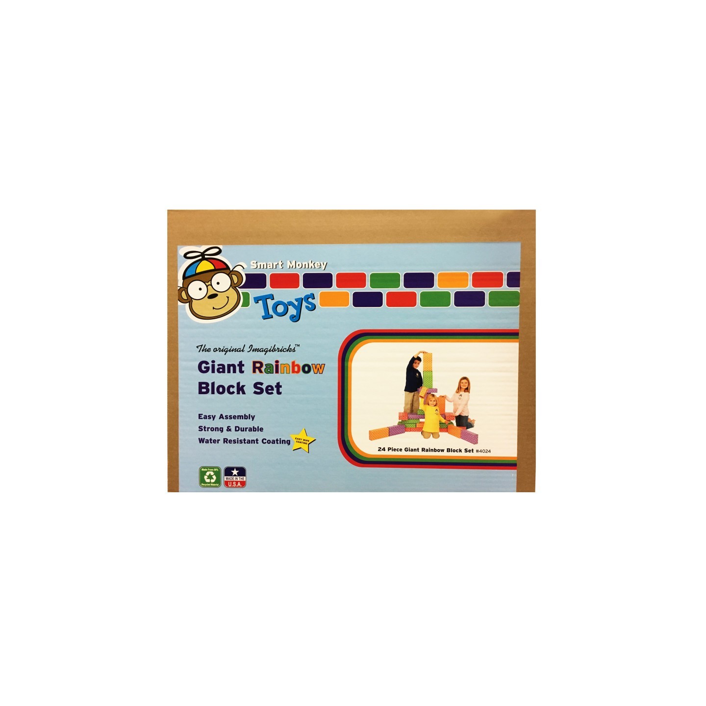Smart Monkey Toys ImagiBRICKS™ Giant Rainbow Building Block Set, 24 Pieces
