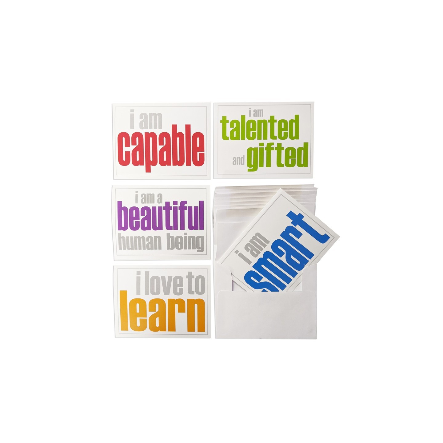 Inspired Minds Note Cards with Envelope, Self-Esteem Booster Set, 2 Each of 5 Titles, Set of 10