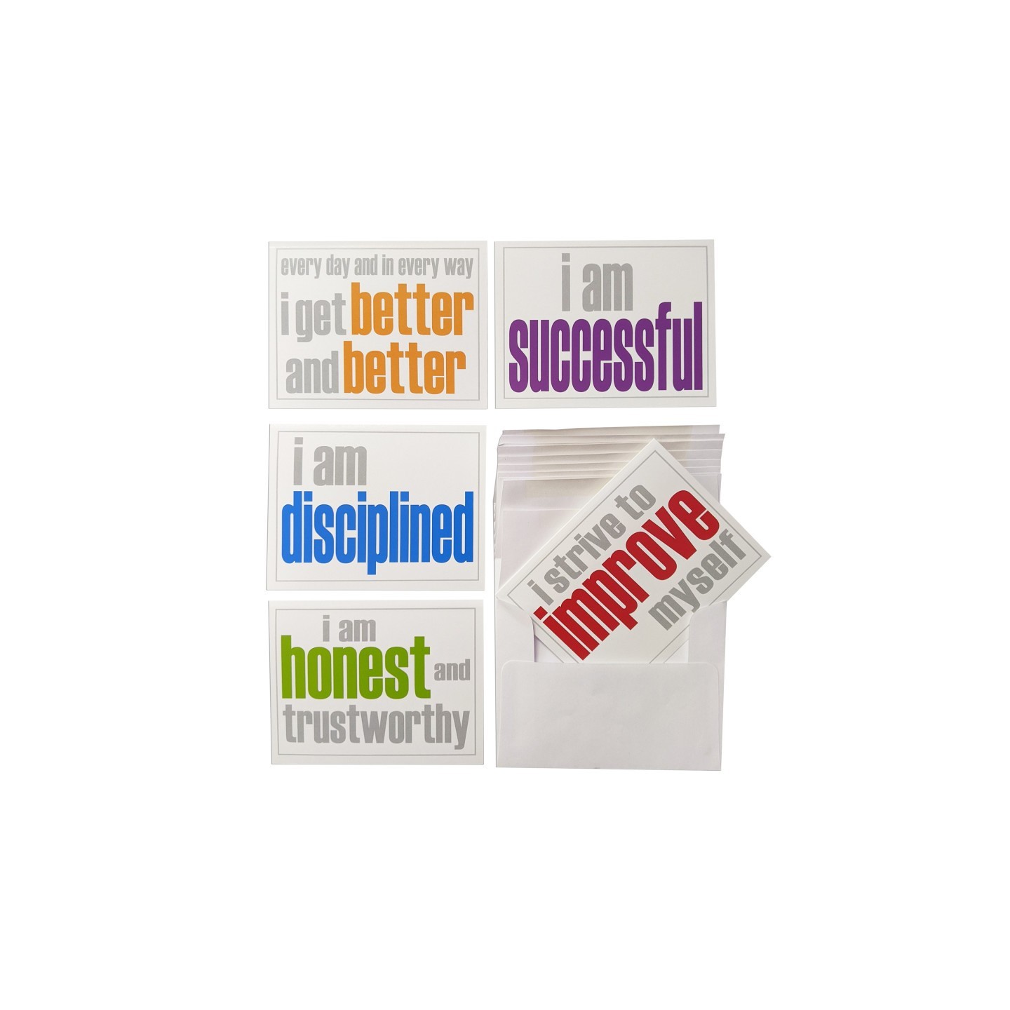 Inspired Minds Note Cards with Envelope, Inner Strength Booster Set, 2 Each of 5 Titles, Set of 10