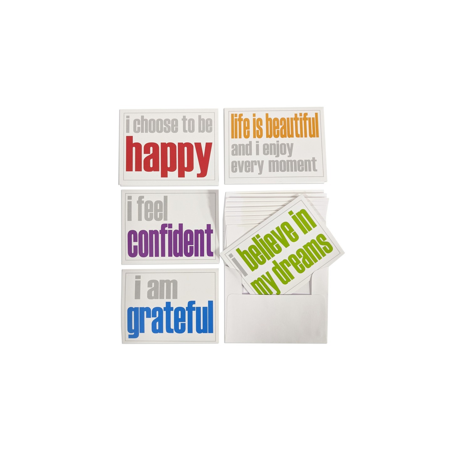 Inspired Minds Note Cards with Envelope, Confidence Booster Set, 2 Each of 5 Titles, Set of 10